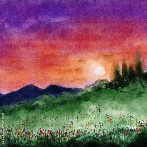 sunset in the mountains