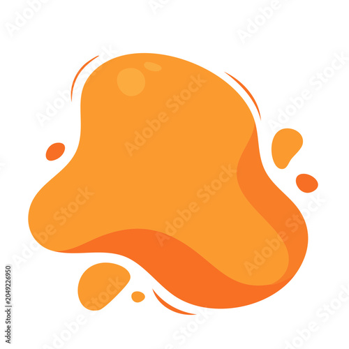 Orange abstract liquid shape with copy space