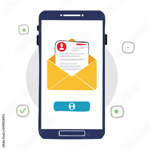Smartphone displaying an email notification with user profile