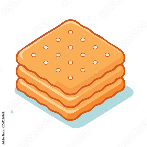 Stack of orange crackers with holes, flat design illustration