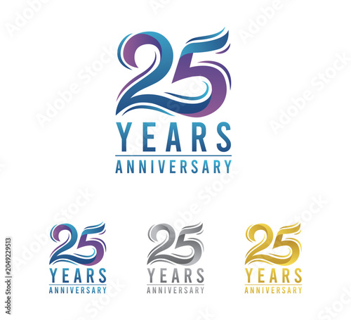 25 Years Anniversary Logo with Elegant Blue Purple Gradient Celebration Design