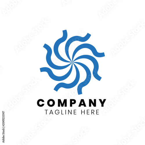 Modern Blue Windmill Logo Design Isolated on White Background