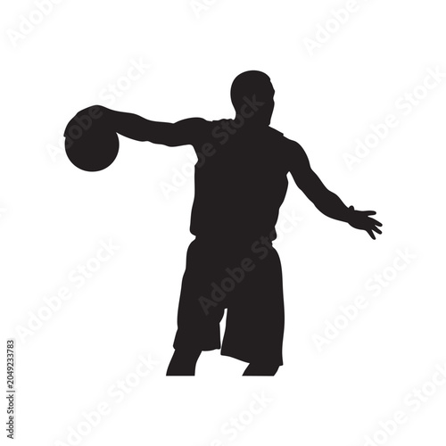 player throws a basketball in a dynamic motion with one arm