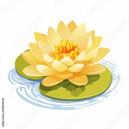 Yellow water lily on water