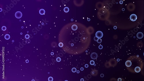 Glowing blue bubbles floating tiny white sparkles dark purple gradient background art.