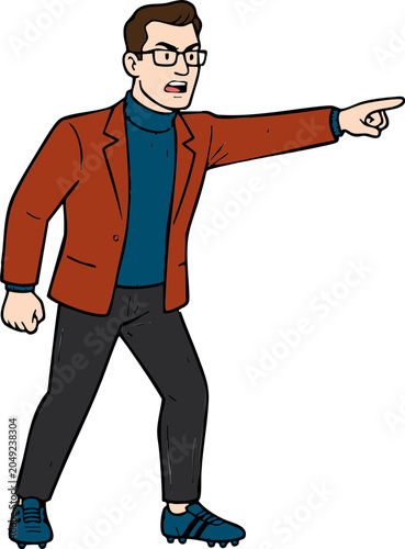 Football Coach Signaling Tactical Instructions During Match