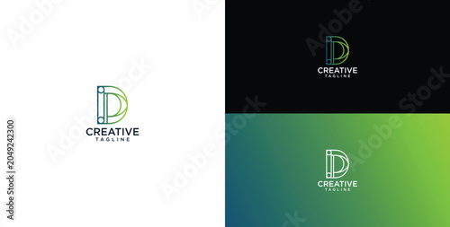 Modern D Letter Logo Design with Abstract Geometric Lines and Gradient Colors