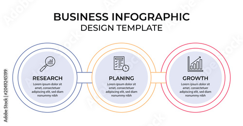 Foto Business Info Graphic Design Template Vector With Icons And 3 Options Or Steps