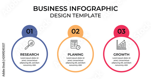Foto Business Info Graphic Design Template Vector With Icons And 3 Options Or Steps