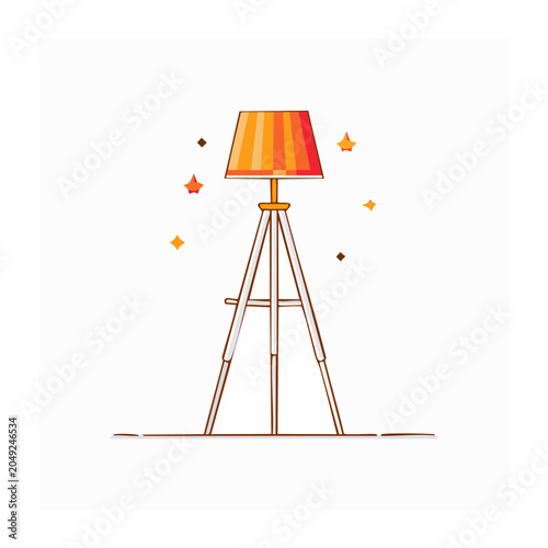 Flat design tripod floor lamp with stars