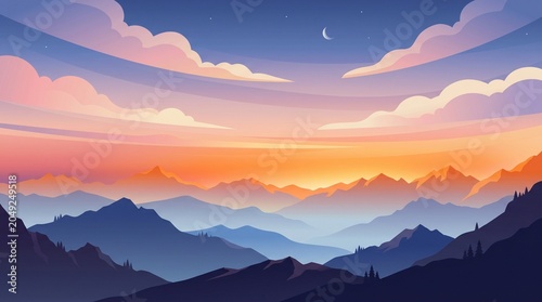 Mountain Sunset Landscape Background Ai Generated