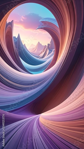A vibrant abstract tunnel with swirling colors