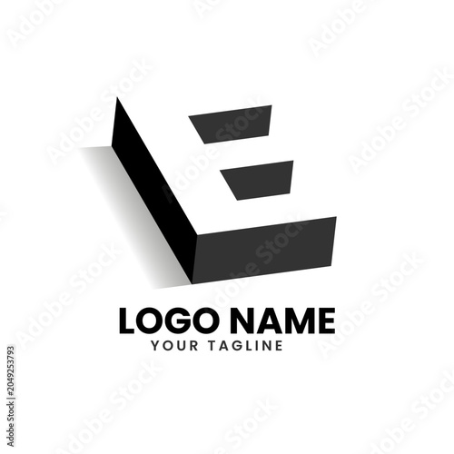 Negative Space Letter E Logo Design
