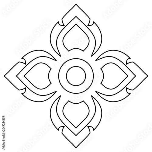 Simple mandala coloring page for kids, easy geometric line art ornament for beginners, Vol. 5