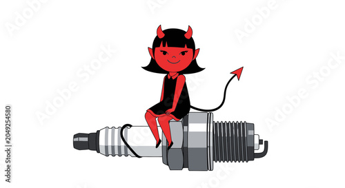 Photos Devil cartoon character on spark plug.