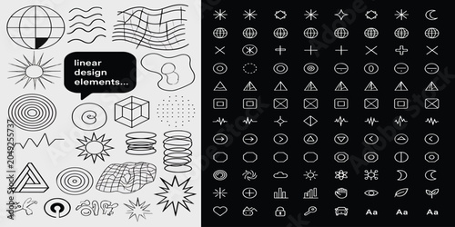 Tableau sur toile Set of abstract geometric linear design elements and icons with geometric
