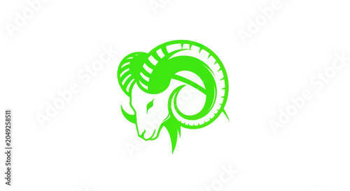 Fotografía Green Ram Animal Head Illustration.