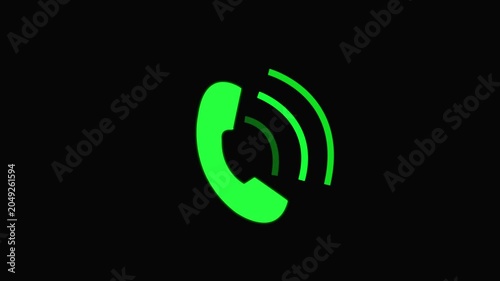 Smart phone call ring icon animated on a black background.