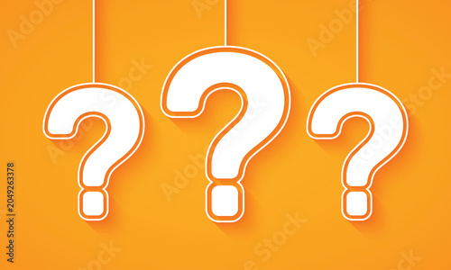 Vector White Question Symbols On Orange Background
