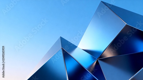 Blue geometric metallic shapes
