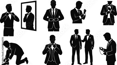 Canvas Print Men tying different necktie styles step by step