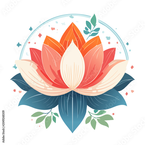 Stylized Lotus Flower Illustration