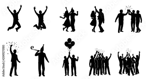 Canvastavla People Celebrating Silhouettes in Groups.