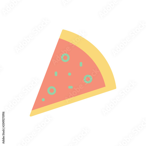 Pizza Slice Vector Illustration Isolated On White Background Asset.