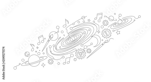 Φωτογραφία Creative Cosmic Symphony: Art, Music, and Space Exploration Doodle