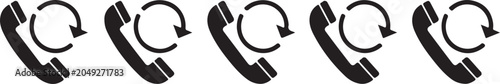 Photos Multiple telephone receiver icons with circular arrows on white background