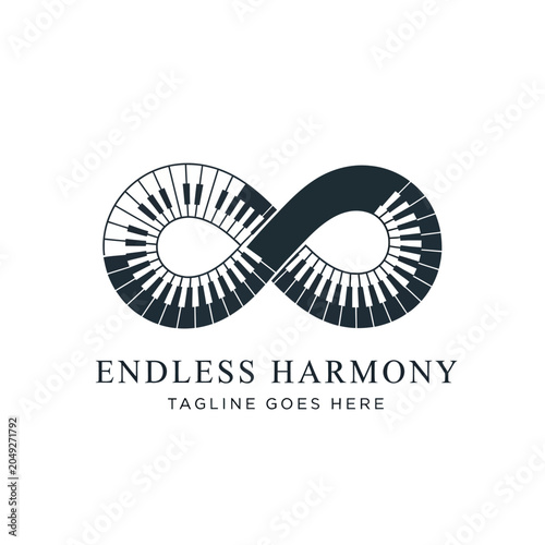 Creative and harmonious logo design ideal for music schools, recording studios, or concert halls celebrating perpetual melody.