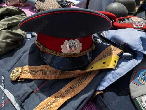 Vintage Russian Army Uniform Items on Display