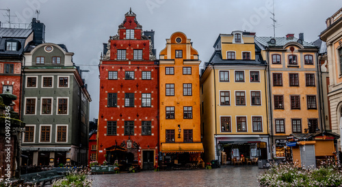 Photography Stockholm Stortorget Square With Colorful Historic Buildings