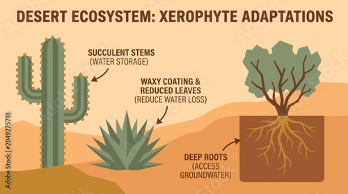 Quadro su tela Desert Ecosystem Xerophyte Plant Adaptations