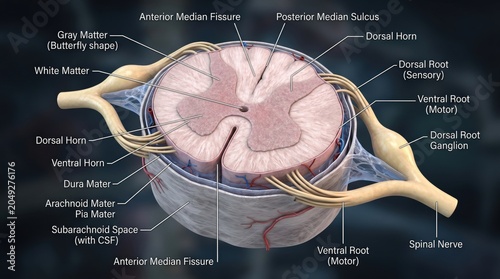 Konstfotografi Detailed illustration of the human spinal cord anatomy