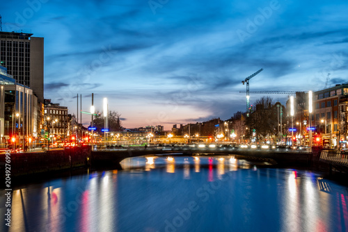 Photography Dublin River Liffey Reflections At Blue Hour