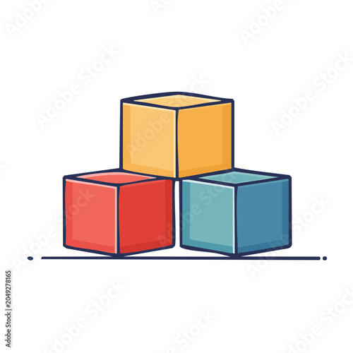 Stack of colorful building blocks illustration