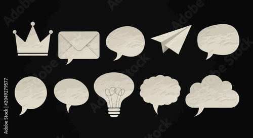 Doodle set with speech bubble arrow of Hand Drawn Speech Bubbles and doodles, crown, hearts, pencil drawn bold arrows, emphasis shapes.
