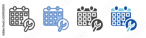 Scheduled Downtime Icon Set With Multiple Styles Vector Illustration