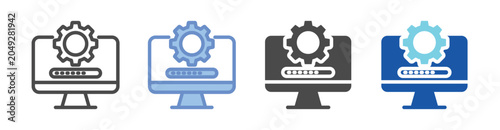 System Update Icon Set With Multiple Styles Vector Illustration