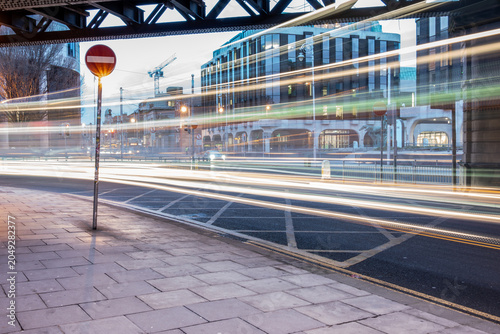 Photography Dublin Downtown Light Trails At Blue Hour