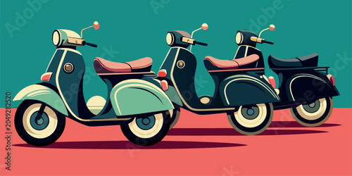 Foto Layered vector art with a flawless retro palette