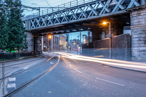 Photography Dublin Downtown Light Trails At Blue Hour