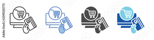 E-Commerce Payment Icon Set With Multiple Styles Vector Illustration