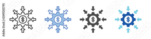 Finance Integration Icon Set With Multiple Styles Vector Illustration