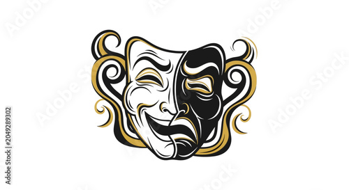 Comedy and Tragedy Masks, Theater Symbol, Dual Emotion Concept