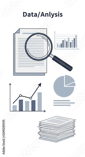 Data Analysis Magnifying Glass Charts and Graphs Business Concept