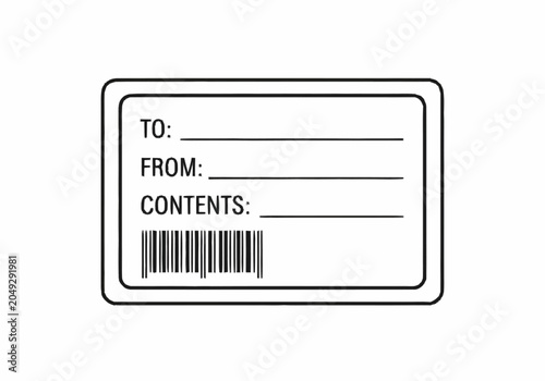 Fotografie Blank shipping label with barcode and fields for sender recipient and contents