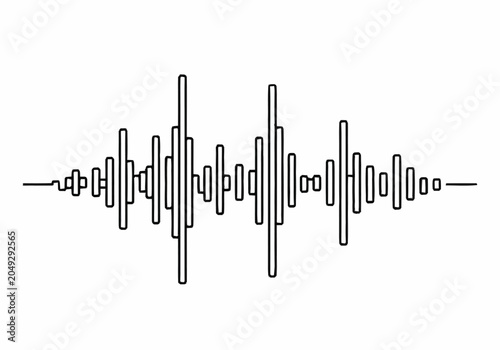 Continuous line drawing of a sound wave or audio equalizer.