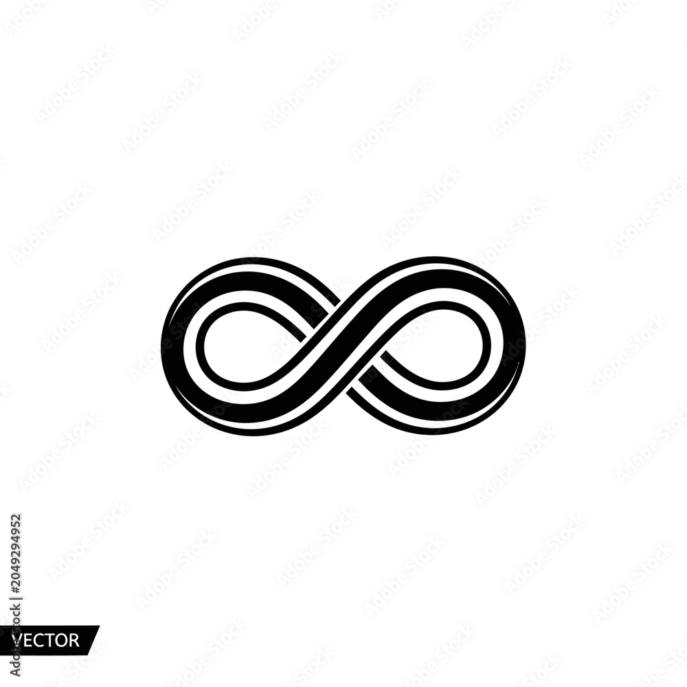 Foto Infinity Symbol Icon, Endless Loop, Forever Concept, Black and White